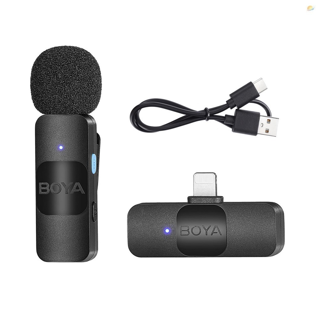 BOYA BY-V1 One-Trigger-One 2.4G Wireless Microphone System Clip-on Phone Microphone Omnidirectional Mini Lapel Mic Auto