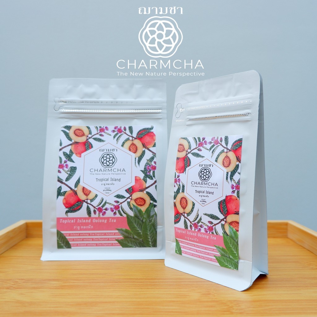 ชาอู่หลงพีช Tropical Islan ที่ยกพีชมาทั้งสวน โดยการอบหอมละมุนจากธรรมชาติ Tea Blends ชาดอกไม้ charmcha ฌามชา oolong tea - รูปที่ 2