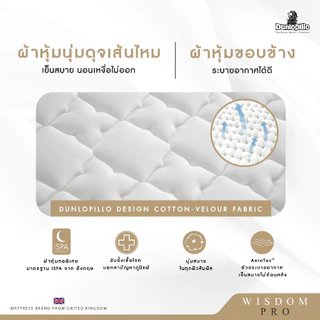Dunlopillo ที่นอนสปริงยางพาราแท้ธรรมชาติ รุ่น Wisdom Pro หนา 9 นิ้ว ส่งฟรี