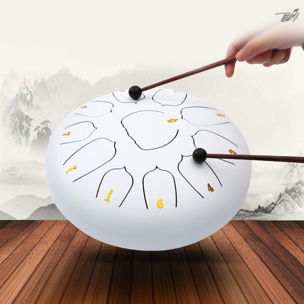 Delivery Today 10 Inch Steel Tongue Drum 11 Notes Handpan Drum with Drum Mallet Finger Picks Percussion for Meditation Y