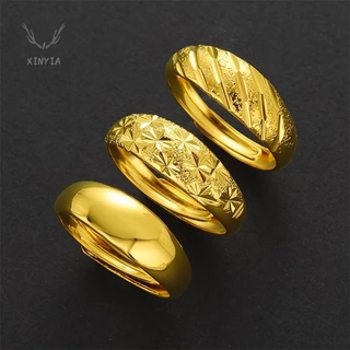แหวนผู้ชาย 24K และผู้หญิงทองคำ การรักษาแหวนเปิด แหวนเปิด ชุบทองคลาสสิค Xinyia1