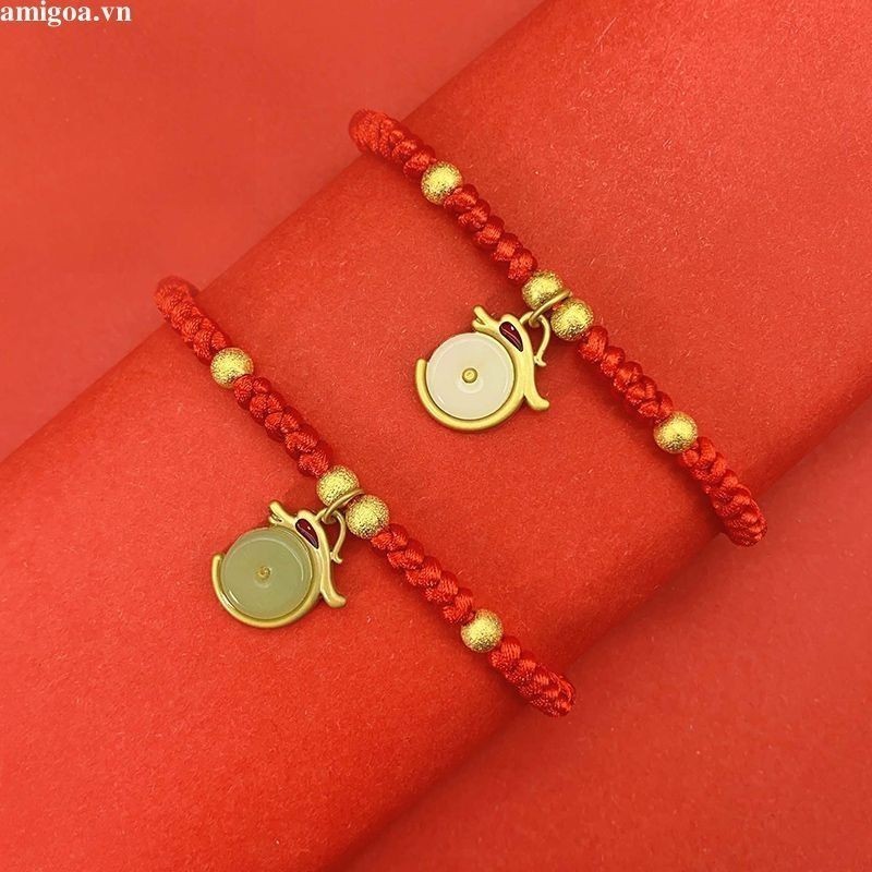 สร้อยข้อมือ เชือกถัก สีแดง นําโชค มังกร คู่รัก สร้อยข้อมือเชือกถัก สร้อยข้อมือเพื่อน ของขวัญวันเกิด