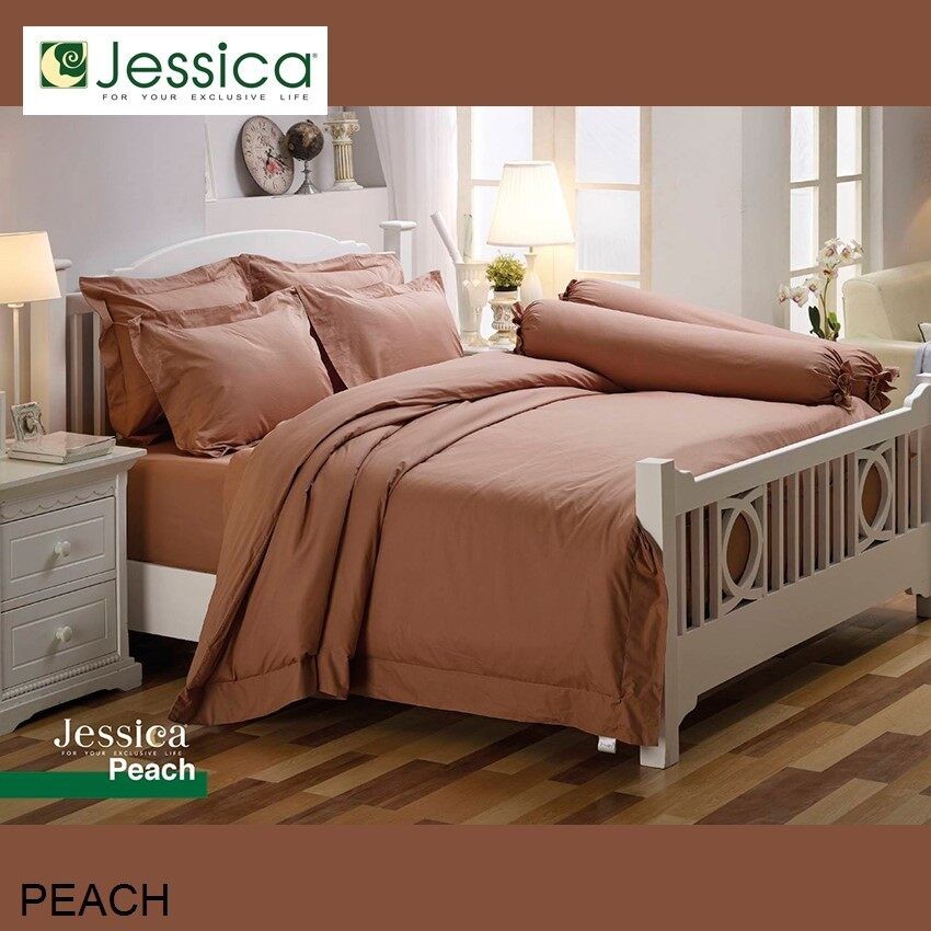 Jessica เจสสิก้า (ครบเซ็ต) ผ้าปูที่นอน+ผ้านวม 3.5ฟุต 5ฟุต 6ฟุต สีส้มพีช PEACH