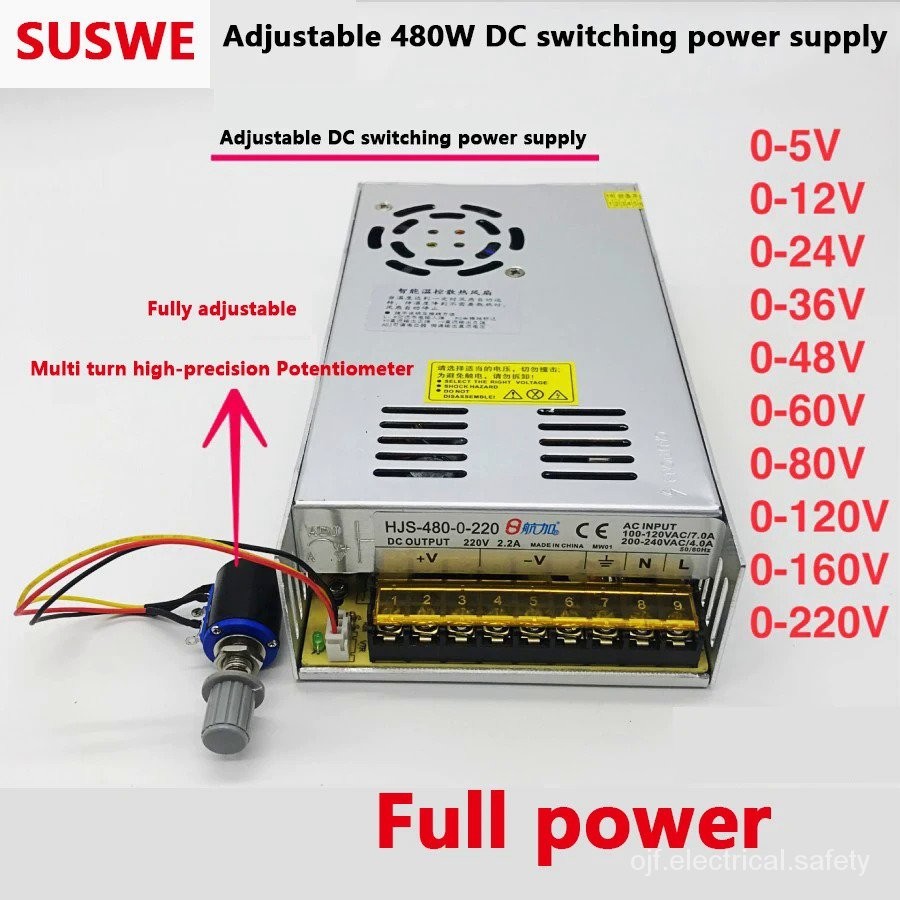 480W Switch Power Supply 0-5-12-24-26-48-60-80-120-160-220V ปรับ DC ควบคุม