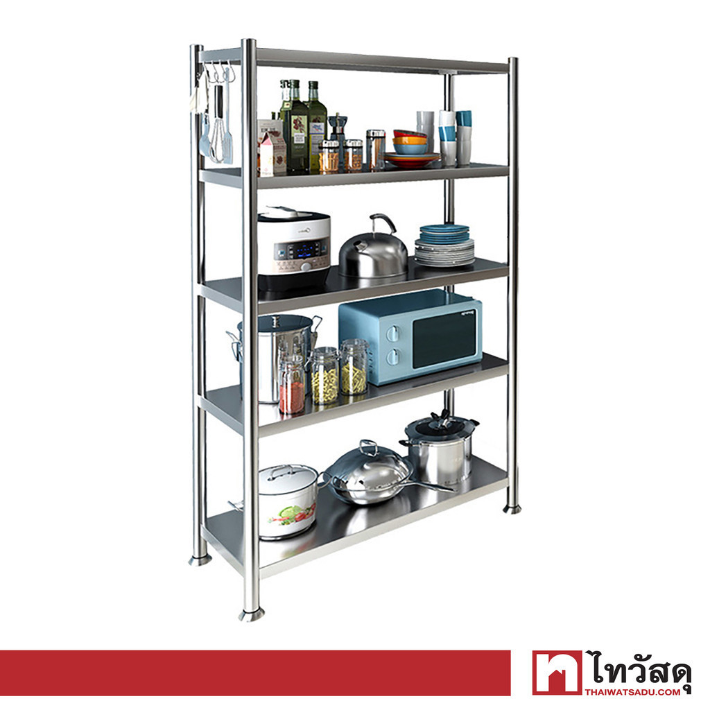 KASSA HOME ชั้นวางของสเตนเลสอเนกประสงค์ 5 ชั้น Dante รุ่น 20026 ขนาด 60 x 45 x 160 ซม. สีเงิน