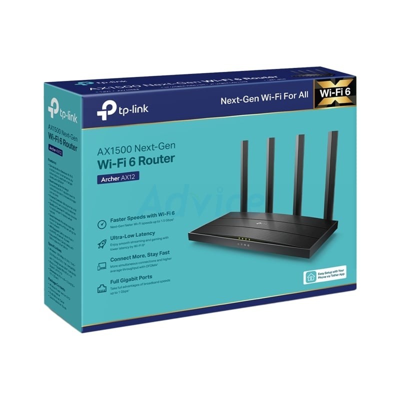TP-LINK Router  (Archer AX12) Wireless AX1500 Dual-Band Gigabit WI-FI 6 - A0154882 - รูปที่ 3