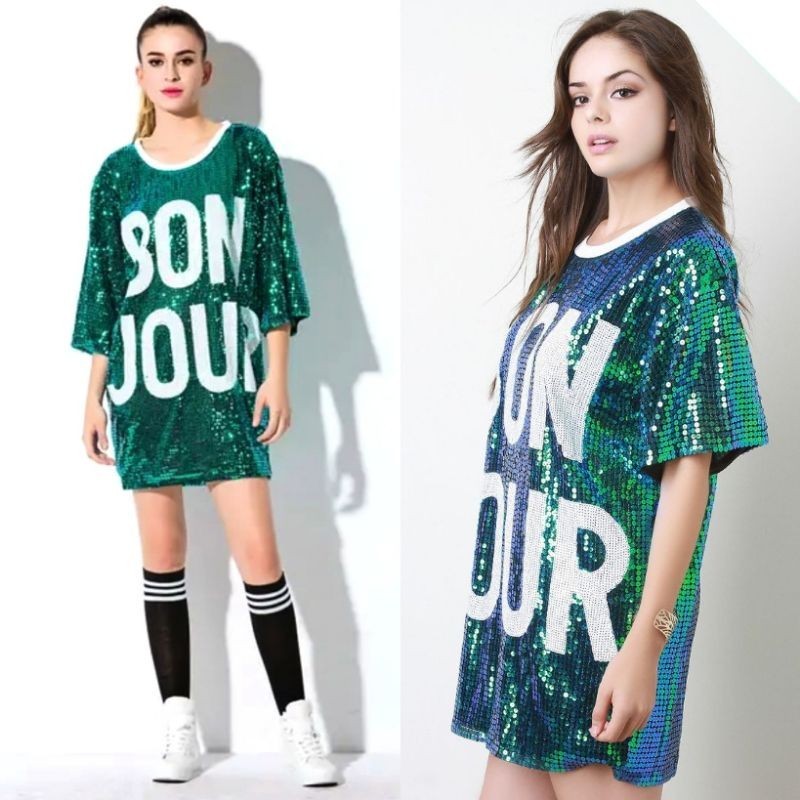 เสื้อปักเลื่อม เสื้อเลื่อม เสื้อวิ้งๆสีเขียว(สินค้าในไทย )