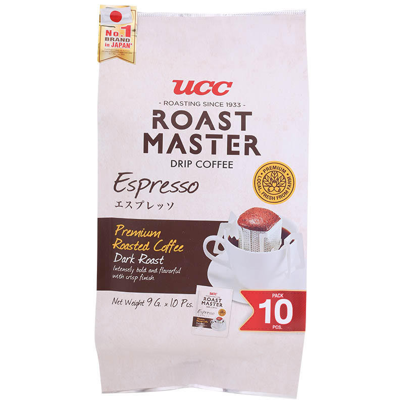 Fast Delivery 🛵 ยูซีซีโรสต์มาสเตอร์กาแฟดริปเอสเพรสโซ่ 9กรัม แพค 10  ☑  UCC Roast Master Espresso Drip Coffee 9g. Pack 1
