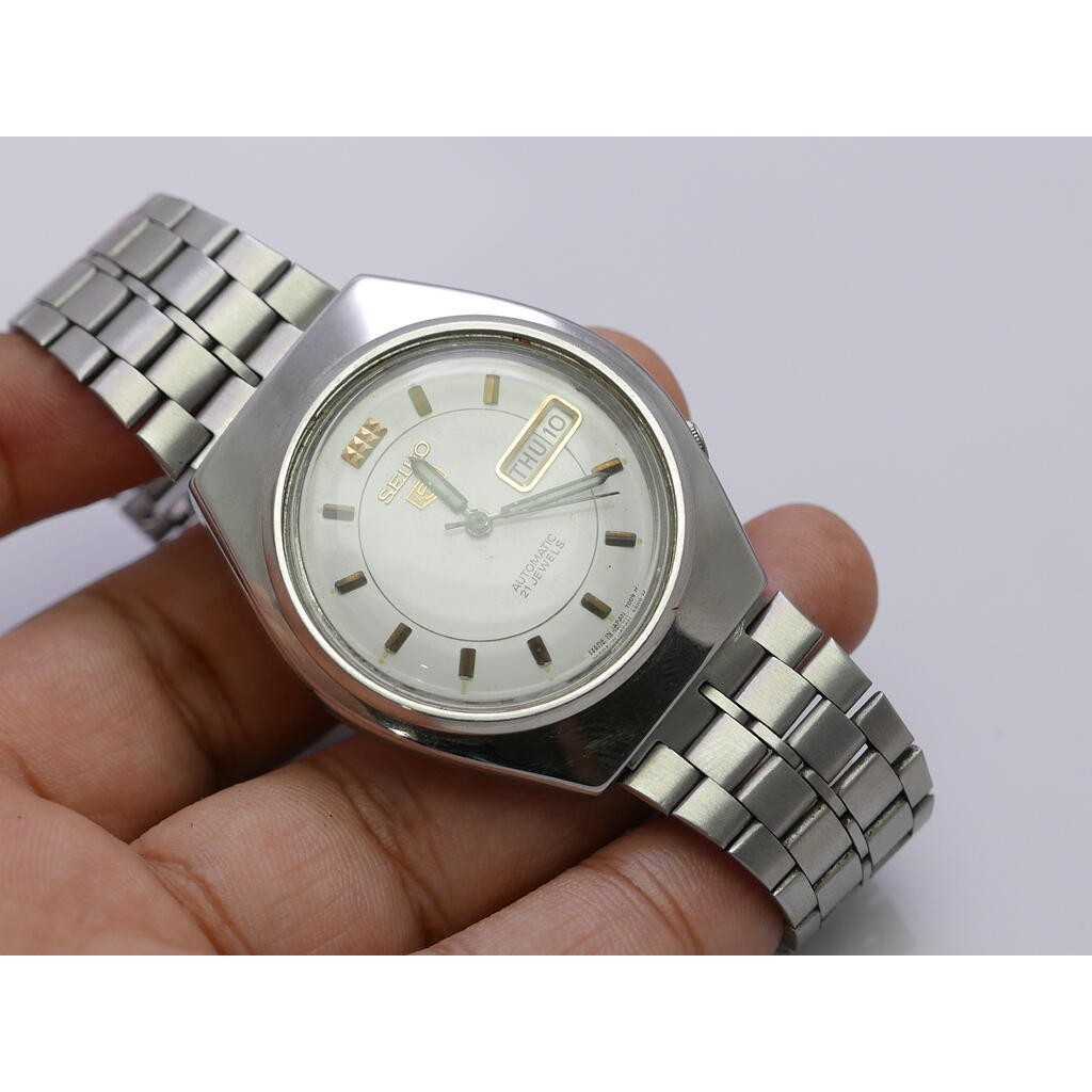 นาฬิกา Vintage มือสองญี่ปุ่น Seiko5 ระบบ Automatic 6309 5280 ผู้ชาย หน้าเทา 37มม เสียต้องล้างเครื่อง ขายตามสภาพ