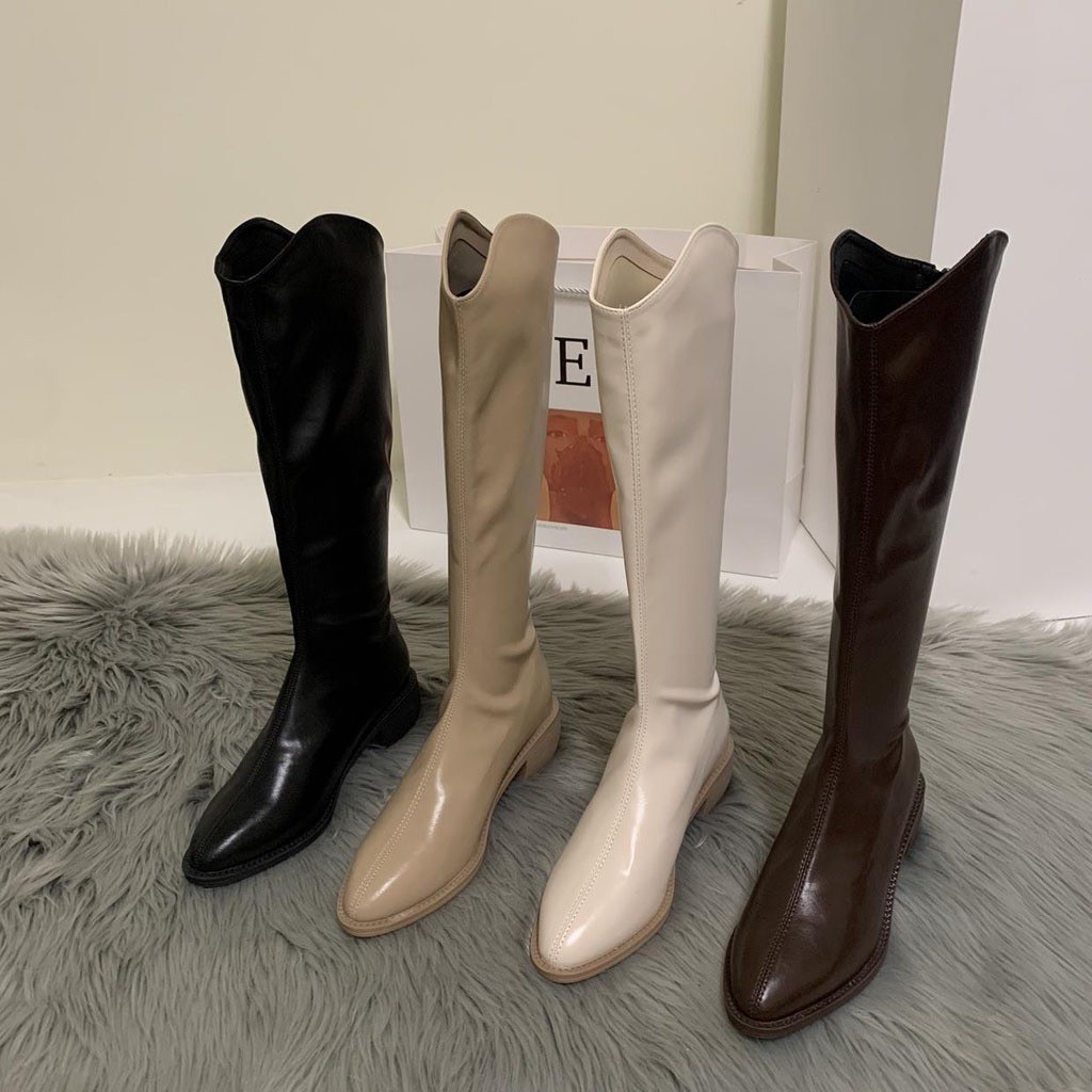 พร้อมส่ง💖รองเท้าบูทยาวผู้หญิงหัวแหลมแบบใหม่ส้นหนาแต่ไม่ใช่รองเท้าบูทยาวถึงเข่ารองเท้าบูทแบบบาง - รูปที่ 2