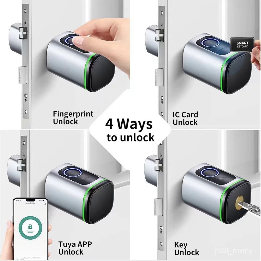 Tuya Bluetooth Ttlock App Biometric ลายนิ้วมือ RFID Card Euro Cylinder Lock Electronic Smart Door Lock Keyless Old Door