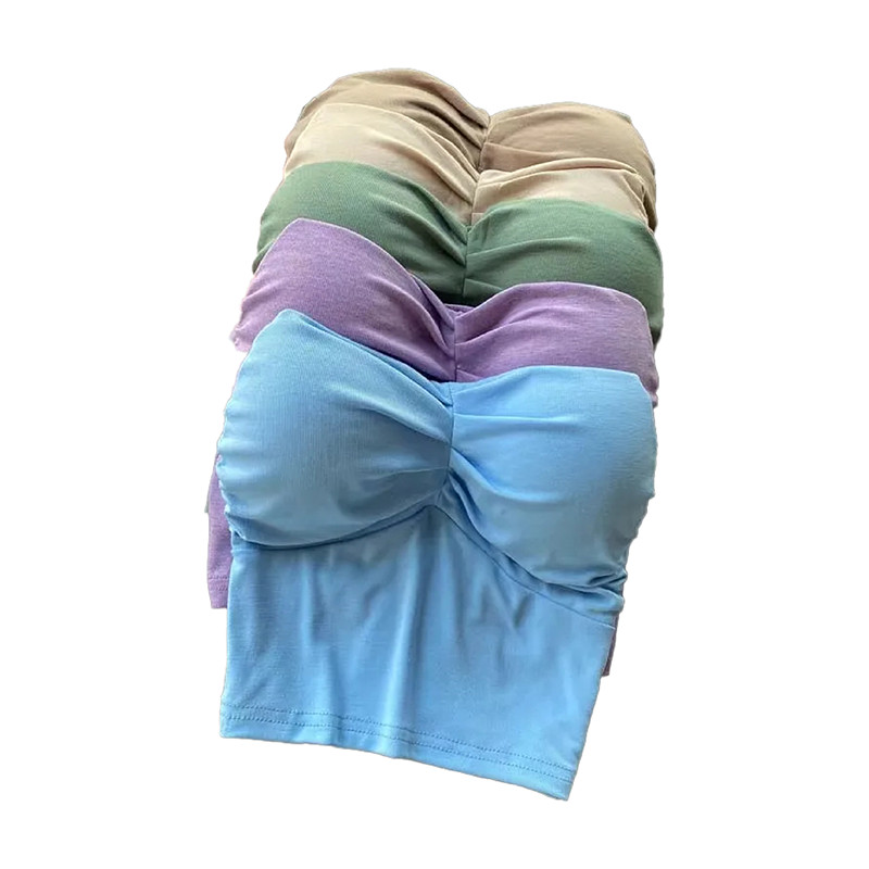 ครอปครึ่งตัว เกาะอกพร้อมส่ง 8สี เสื้อเกาะอก สีพาสเทล น่ารักหวานๆ มีฟองน้ำดันทรงในตัว