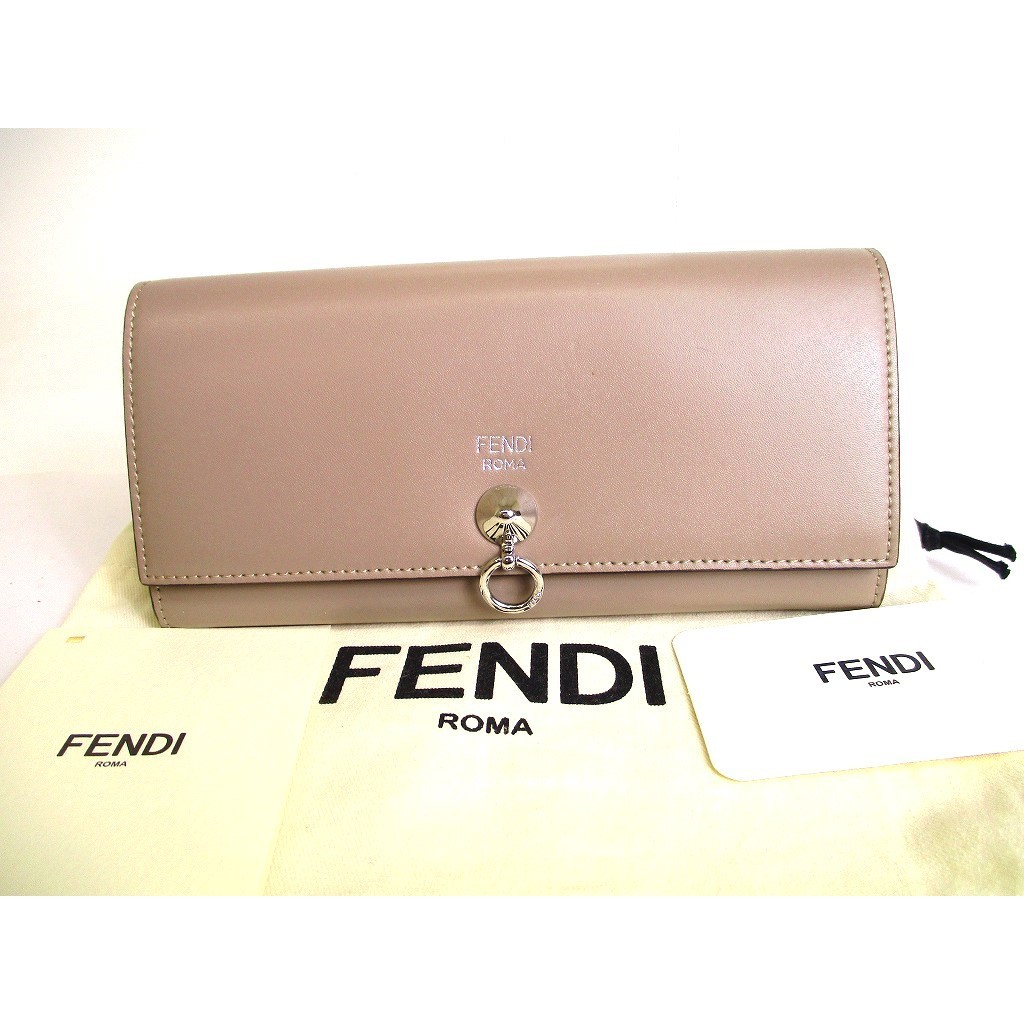 Authentic FENDI By The Way Tortora Leather Bifold Long Wallet Flap Wallet #a051  Pre-owned
