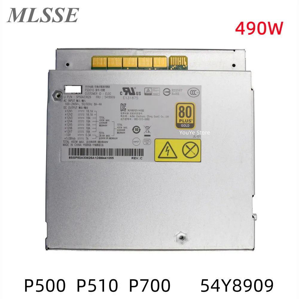 ใหม่ Original PSU สำหรับ Lenovo P500 P510 P700 490W 54Y8909 Workstation Power Supply SP50A33626 100%