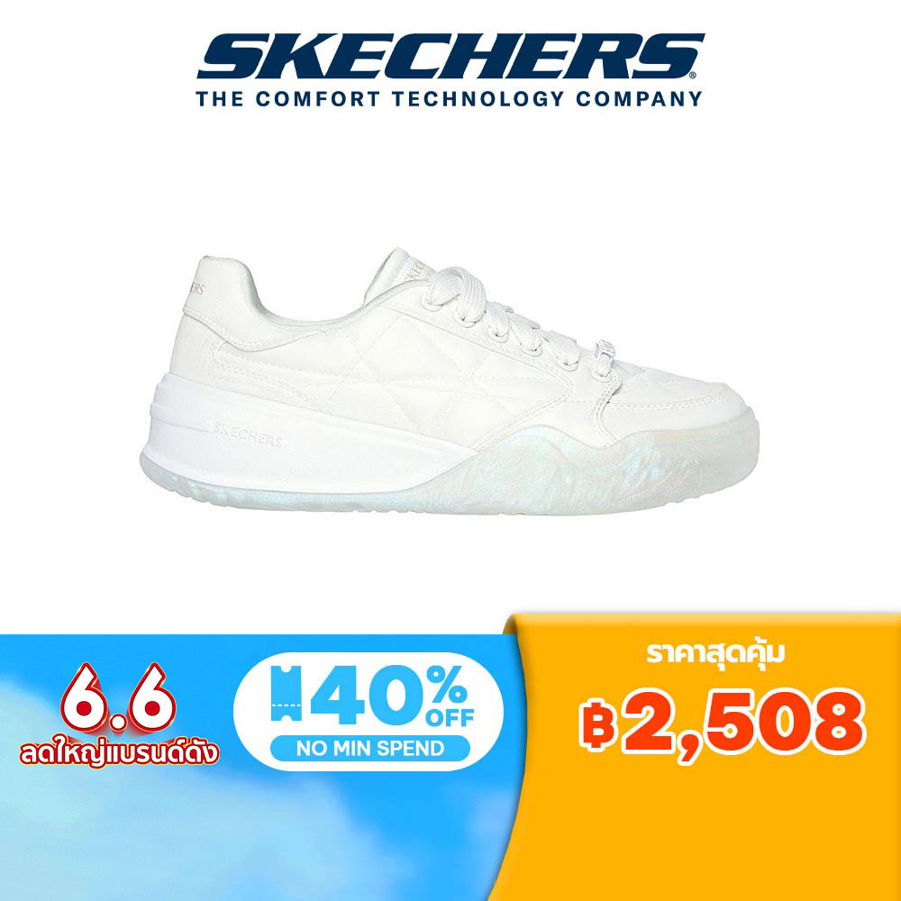Skechers สเก็ตเชอร์ส รองเท้า ผู้หญิง Court Classic Denali Shoes - 185021-WHT