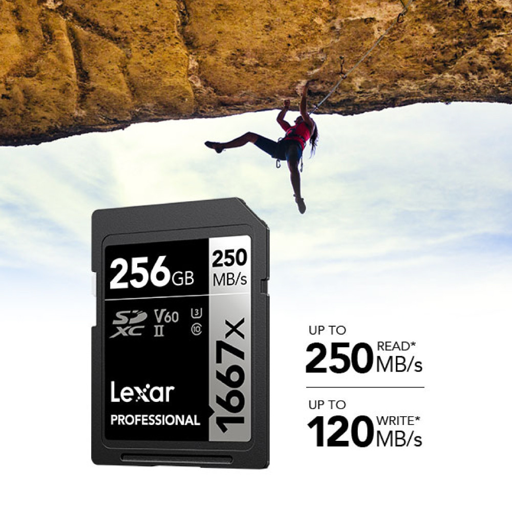 การ์ดหน่วยความจำ เอสดีการ์ด LEXAR SD1667X 256GB UHS-II U3 V60 SD CARD FULL-HD 3D 4K RW250/120MB/S (LSD256CB1667)_4