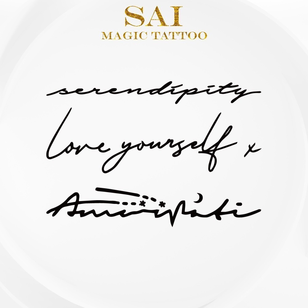 แทททู SAI MAGIC TATTOO 10CM×06CM รอยสักอยู่ได้นาน 2 สัปดาห์ รอยสักมายากล แทททูรอยสักกันน้ำ รอยสักชั่วคราว รอยสัก สักแขน สักข้อมือ,น่ารัก มินิมอลลิสต์,วลี 522