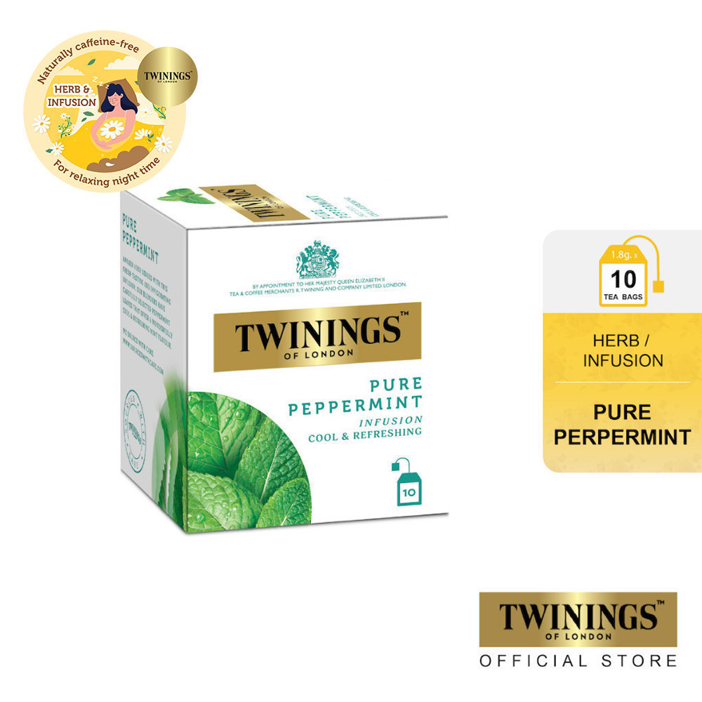 [แพ็ค 10 ซอง] ทไวนิงส์ มินิ เพียว เปปเปอร์มินท์ ชนิดซอง 1.8 กรัม แพ็ค 10 ซอง Twinings Mini Pure Peppermint Tea 1.8 g