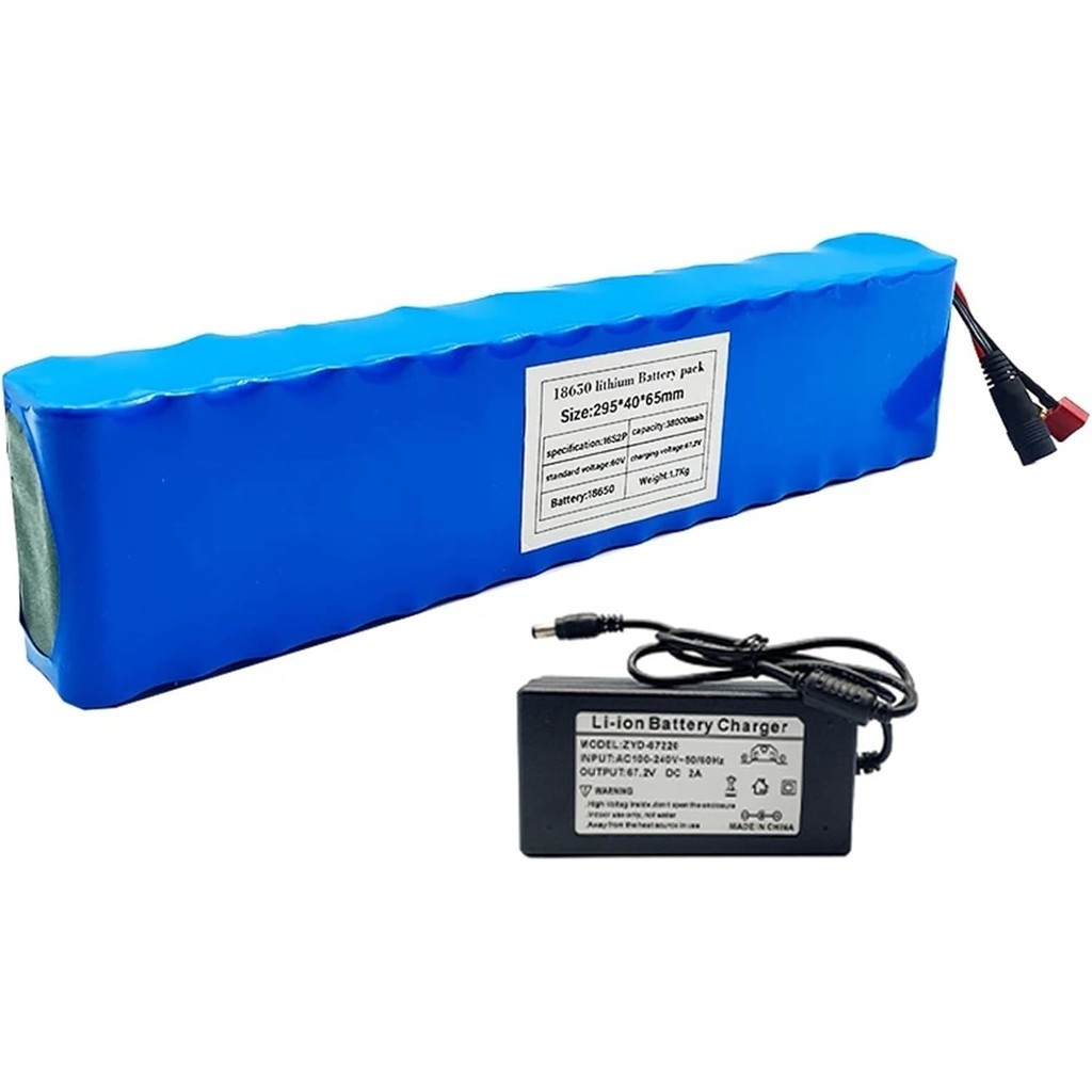 60V Ebike Battery,16S2P 18650 60V 12000mAh Li-ion Battery Pack,with BMS+67.2V Charger,Ebike Electric