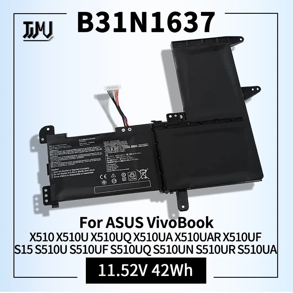 B31N1637 C31N1637 Laptop Battery for ASUS VivoBook X510 X510U X510UQ X510UA X510UAR X510UF S15 S510U