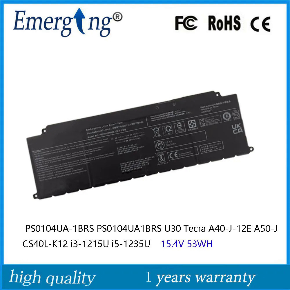 15.4V PS0104UA1BRS P000834210แบตเตอรี่แล็ปท็อปสำหรับ Toshiba Dynabook U30 Tecra A40-J-12E A50-J