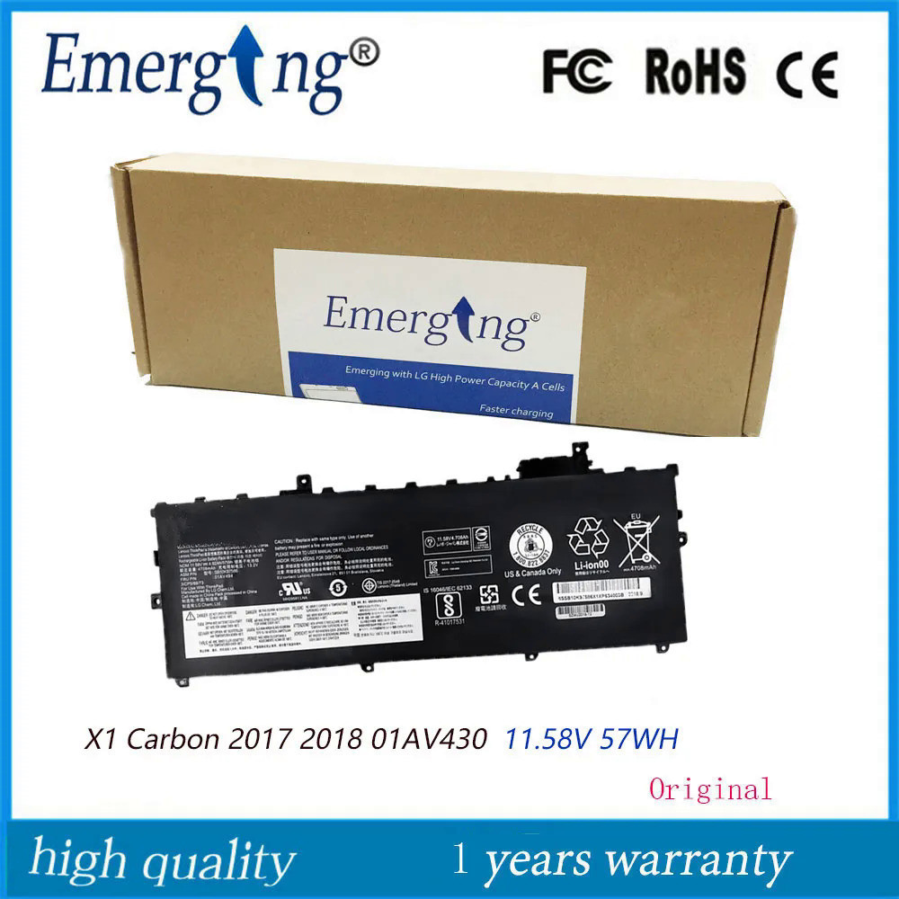 ใหม่เดิมแบตเตอรี่แล็ปท็อปสำหรับ T Hink P AD X1คาร์บอน2017 2018 01AV430 01AV431 01AV494 SB10K97586