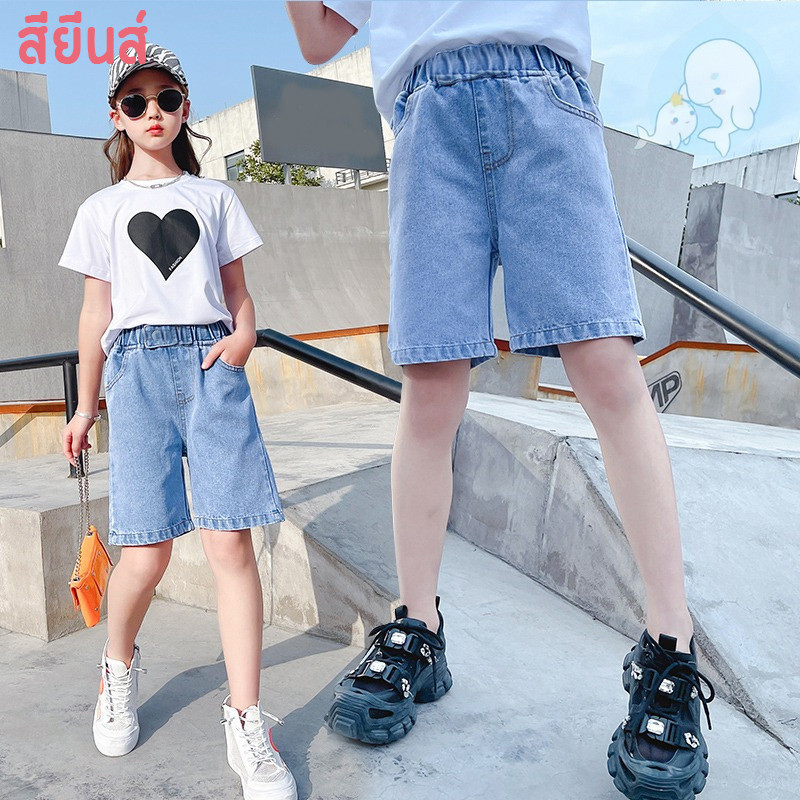 เด็กสวมกางเกงยีนส์ขาสั้นสำหรับเด็กหญิงขนาดกลางและขนาดใหญ่เด็กชายสวมกางเกงสั้นด้านนอก BD#10 - รูปที่ 2