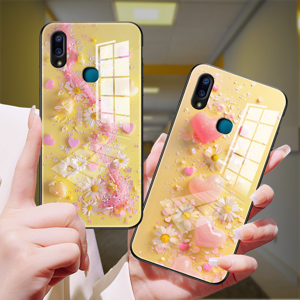 ดอกเบญจมาศ เคส กระจก vivo v9 v23/e v21/e v20 pro v19 v15 v11i s1 pro Y20/S/A/T/i Y19 Y17 Y12/S Y15 Y11 Y15S/A h3f1039