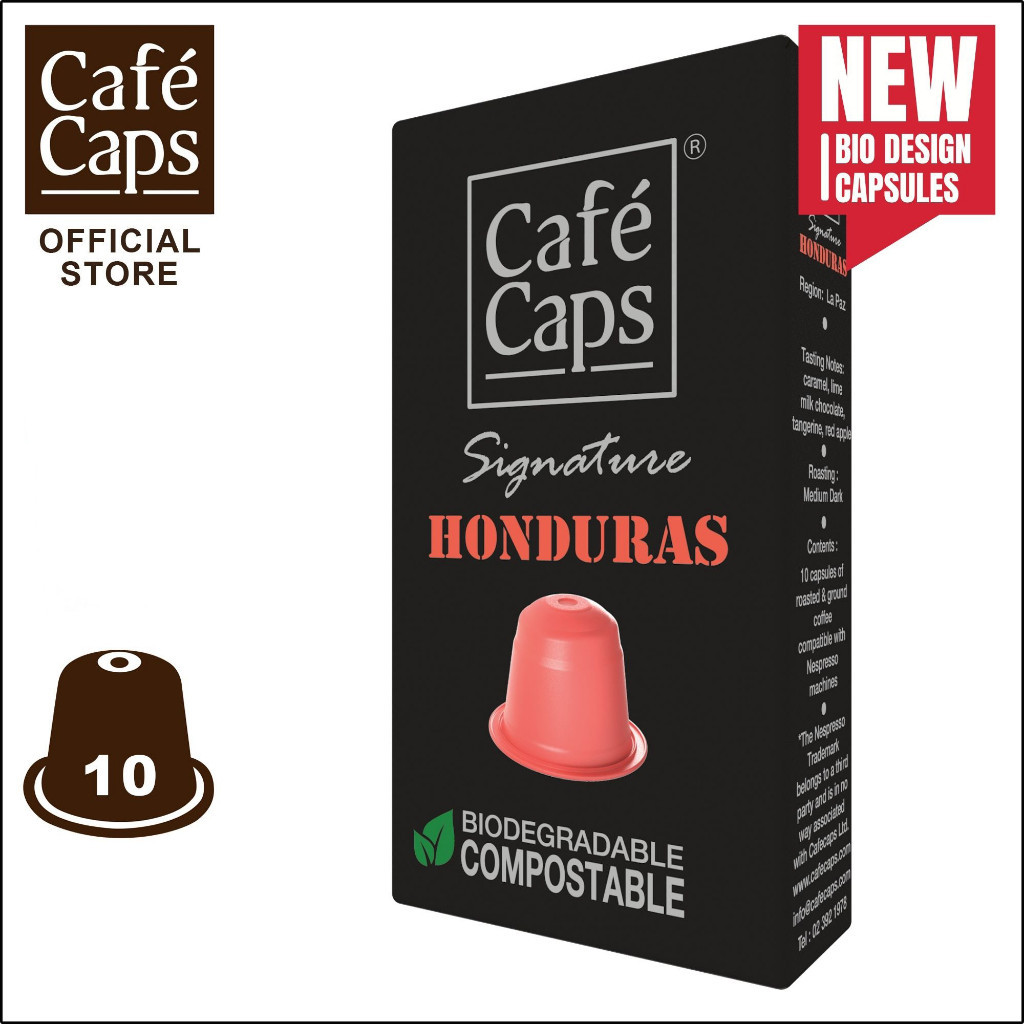 Nespresso Compatible Signature Coffee Capsule Honduras - Cafecaps (1 Box X 10 Caps) | กาแฟแคปซูล ฮอนดูรัส