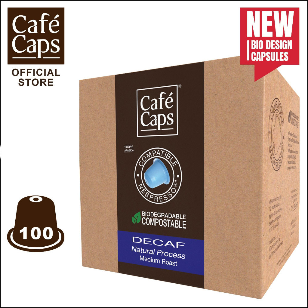 Nespresso Compatible Decaf Capsule - Cafecaps (1 Box X 100 Caps) | กาแฟแคปซูล ดีคาฟ