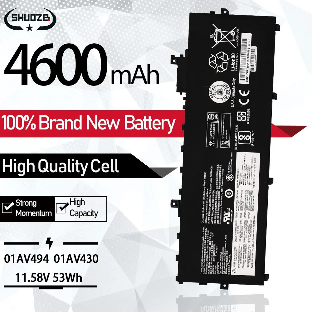 NEW 01AV494 01AV430 SB10K97586 Laptop Battery For Lenovo ThinkPad X1 Carbon 5th Gen 2017 6th 2018 Se