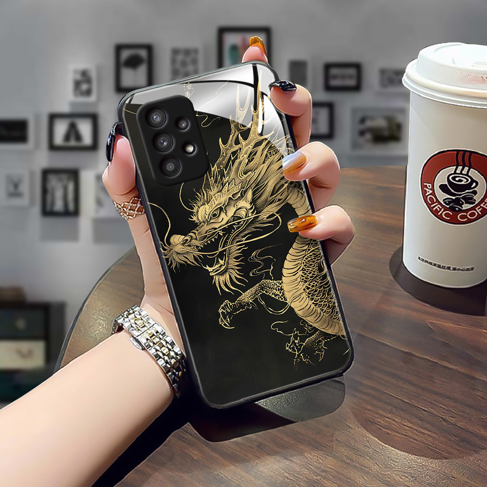 มังกรทอง เคส กระจก Samsung a73 a71 a7 2018 a53 a52s a51 a50s a50 a42 a33 a32 a31 a30s a23 a22 a21s a20s a20 h3f1087