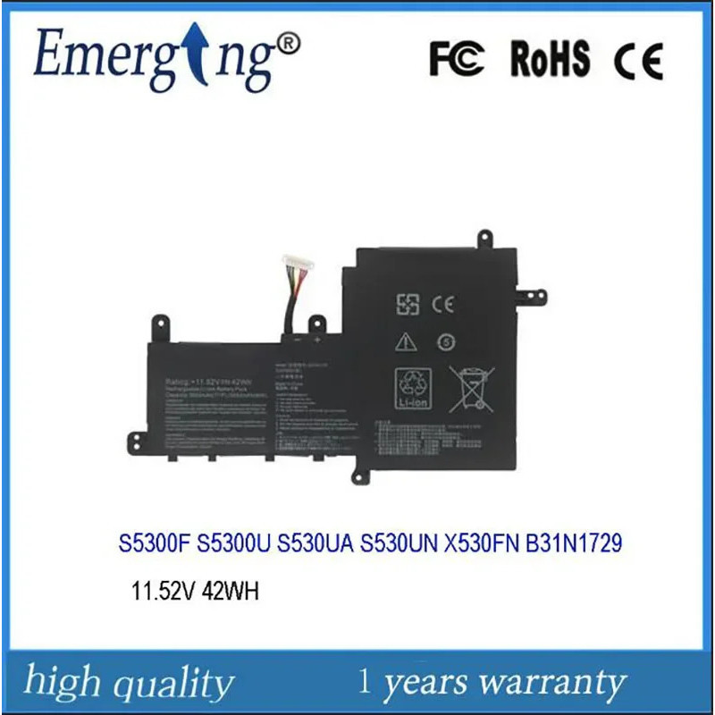 11.52โวลต์42WH ใหม่แล็ปท็อปแบตเตอรี่ B31N1729สำหรับ ASUS S5300F S5300U S530UA X530FN
