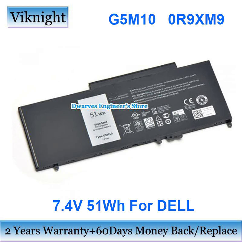 ของแท้51Wh E5270 7.6V แบตเตอรี่สำหรับ Dell Latitude 14 5000 15 3550 E5450 E5550 E5470 079VRK G5M10 6