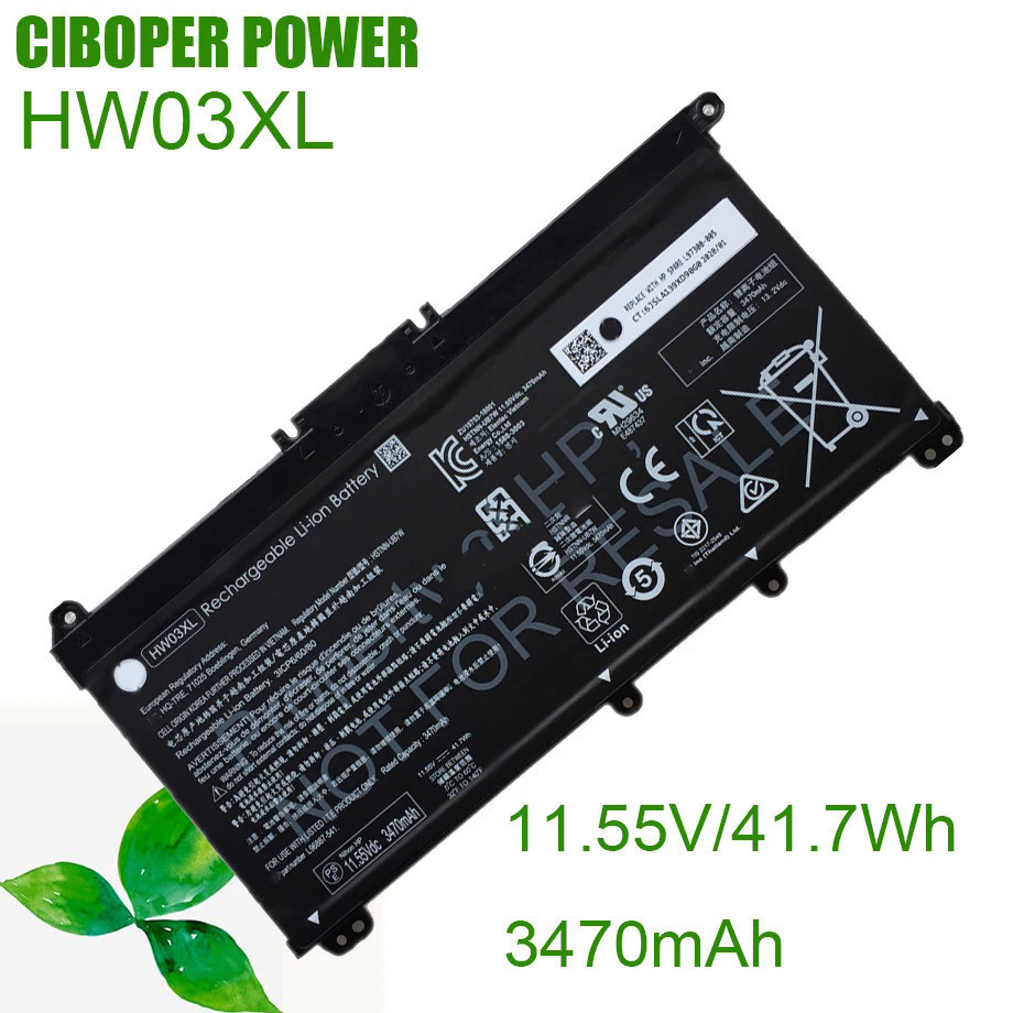 CP แบตเตอรี่แล็ปท็อปของแท้ HW03XL 3470MAh/41.7Wh สำหรับ PAVILION 15-EG 15-EH 15T-EG 15Z-EH L97300-00