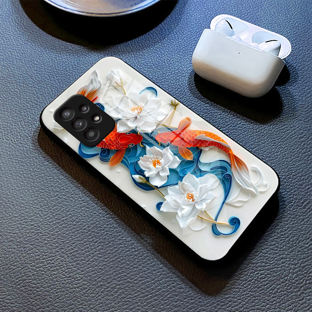 ปลาคราฟลายนูน เคส กระจก Samsung a13 a12 a11 a10s a10 a03s a03 a02 s30 ultra s21 s21fe note 10 plus j7 2018 j6 h3f1641