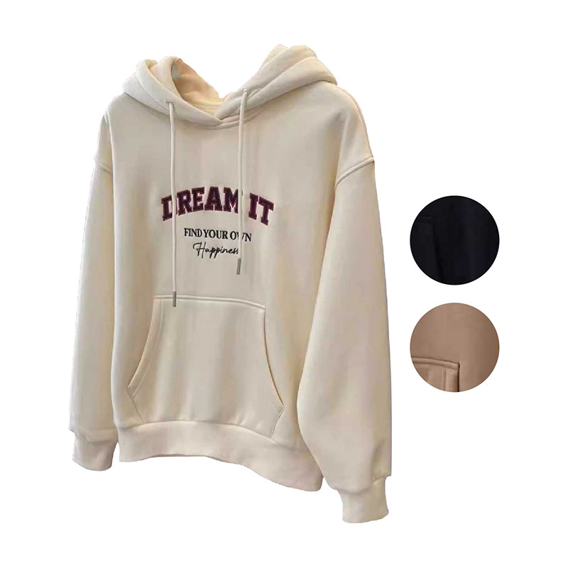 เสื้อฮู้ดเเขนยาวทรงหลวม ใส่สบายเเฟชั่น มี 3 สีให้เลือก L-XL