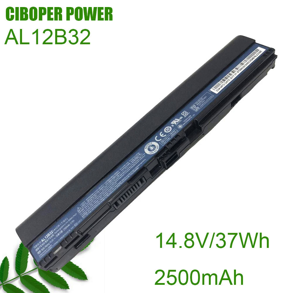CIBOPER POWER แบตเตอรี่แล็ปท็อปของแท้ AL12B32 14.8V/2500MAh/37WH สำหรับ Aspire One 725 756 V5-171 B1