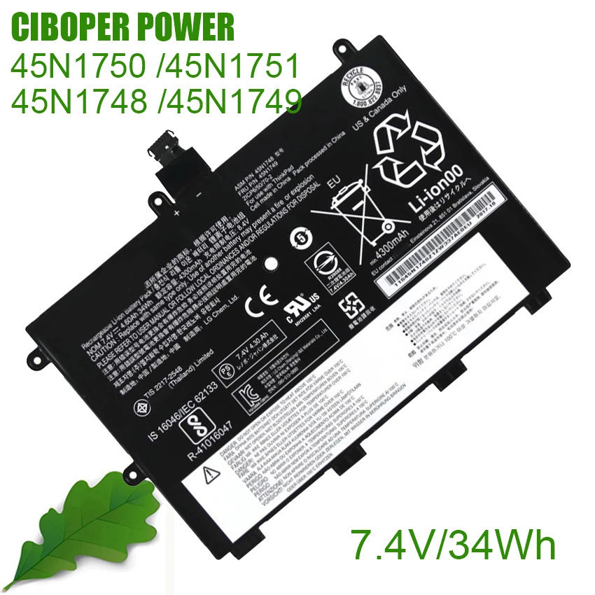 CP ของแท้แบตเตอรี่แล็ปท็อป45N1750 45N1751 45N1748 45N1749 7.4V/34Wh/3400M Ah สำหรับโยคะ11E-20D9 20E7
