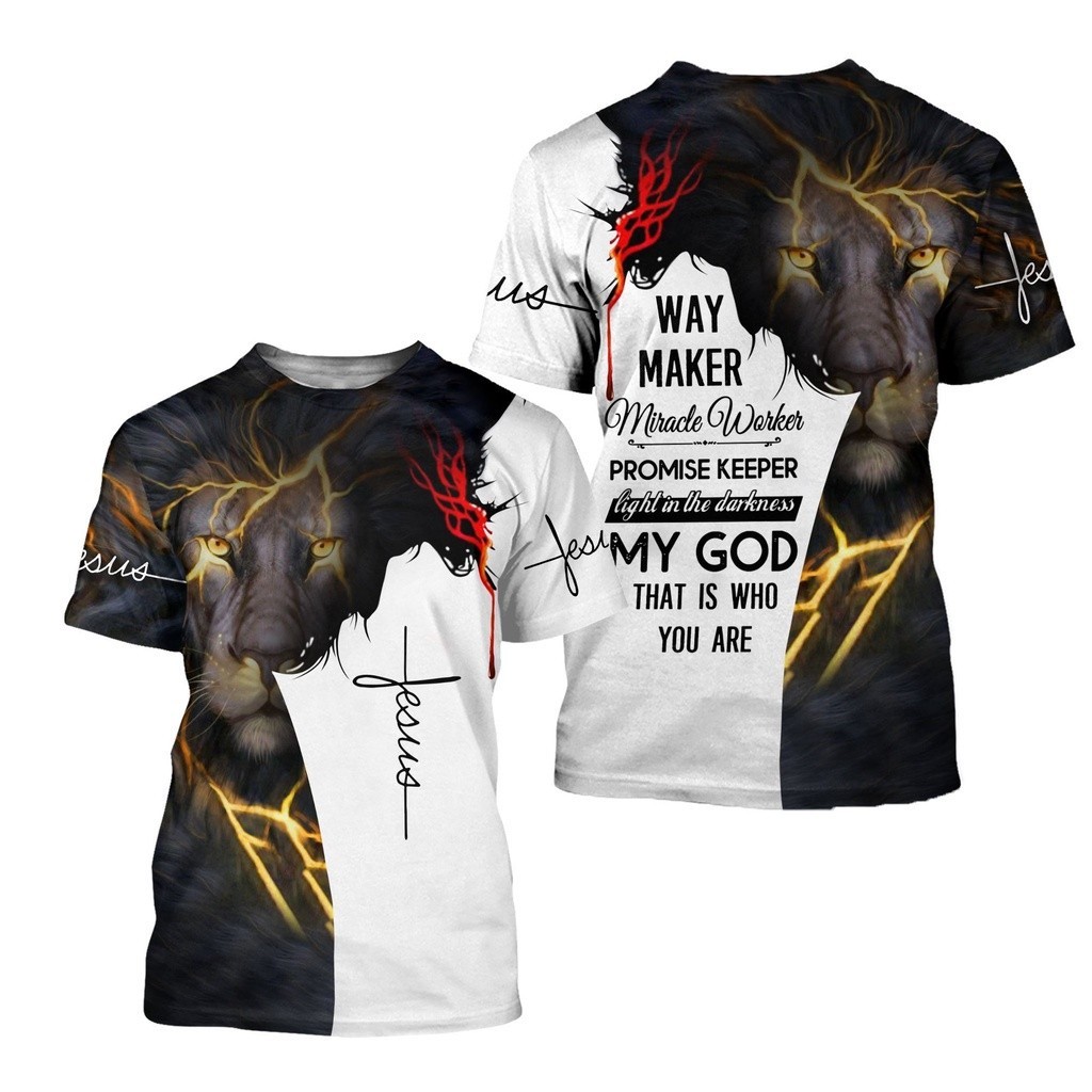 【COD】Premium Christian Jesus T-Shirt 3D All Over Printed Unisex, Jesus Lion Christian Shirt