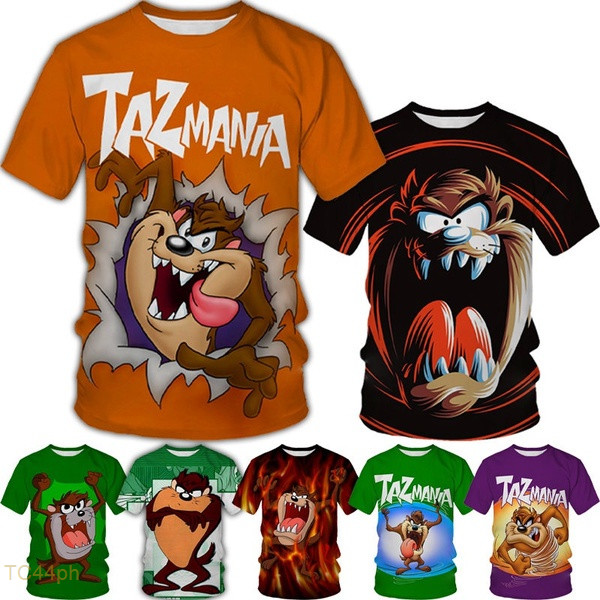 【COD】Summer Looney Tunes Taz-Mania 3D Printing T-shirt Tazmanian Devil Full Sublimation Cotton T Shi