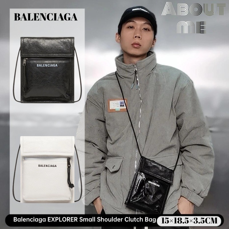 Balenciaga EXPLORER Small Shoulder Clutch Bag ผู้ชาย/กระเป๋าสะพายข้าง/กระเป๋าโทรศัพท์