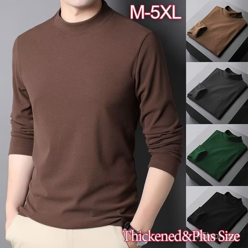 【High quality】M-5XL Heattech for Men Half Turtleneck Thermal Underwear for Men Thickened Plus Velvet