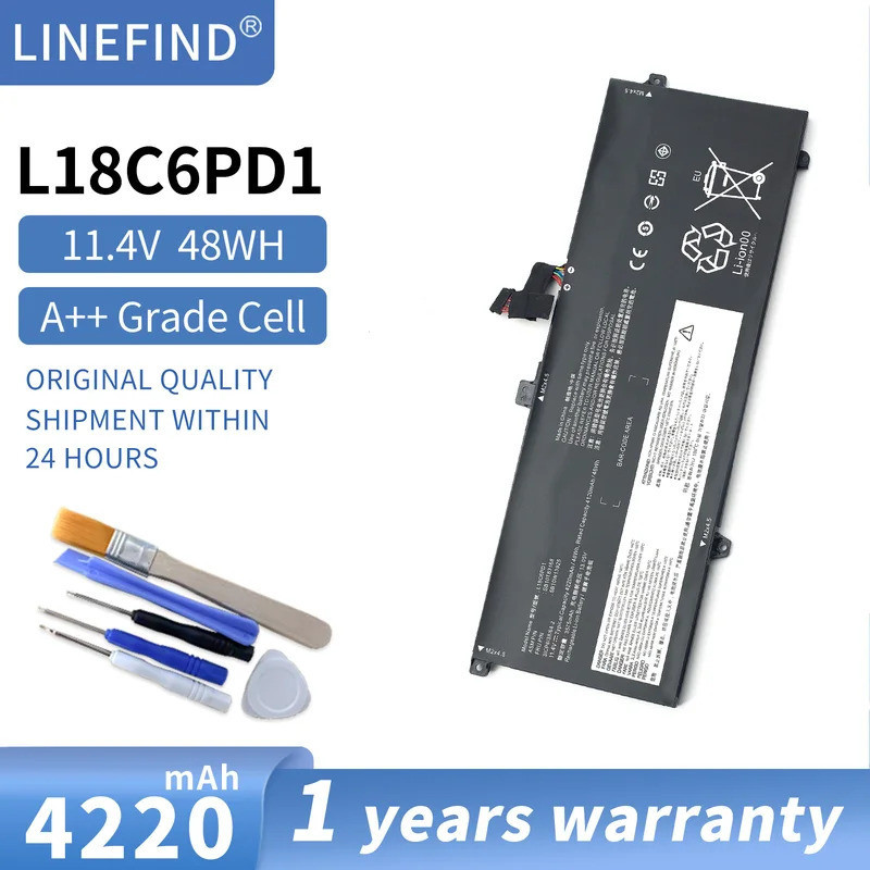 แล็ปท็อปแบตเตอรี่ L18C6PD2 X395 L18M6PD1 L18M6PD2 L18L6PD1 02DL017สำหรับ ThinkPad L18C6PD1 X13 1st G