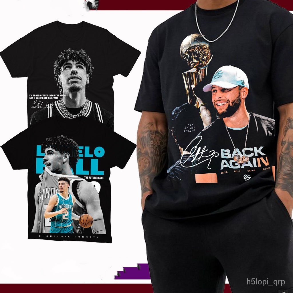 【High quality】Lamelo Ball Curry Big NBA Printing Cotton T -shirts increased code for men and women