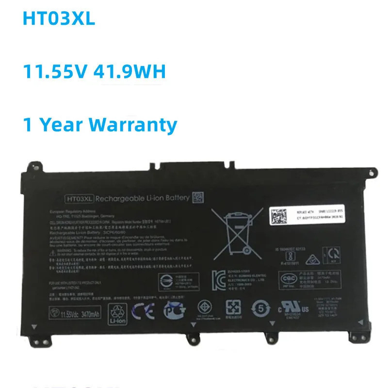 แบตเตอรี่ HT03XL สำหรับ Pavilion HP 14-CE0025TU 14-CE0034TX 15-CS0037T 250 255 G7 L11421-421 HSTNN-L