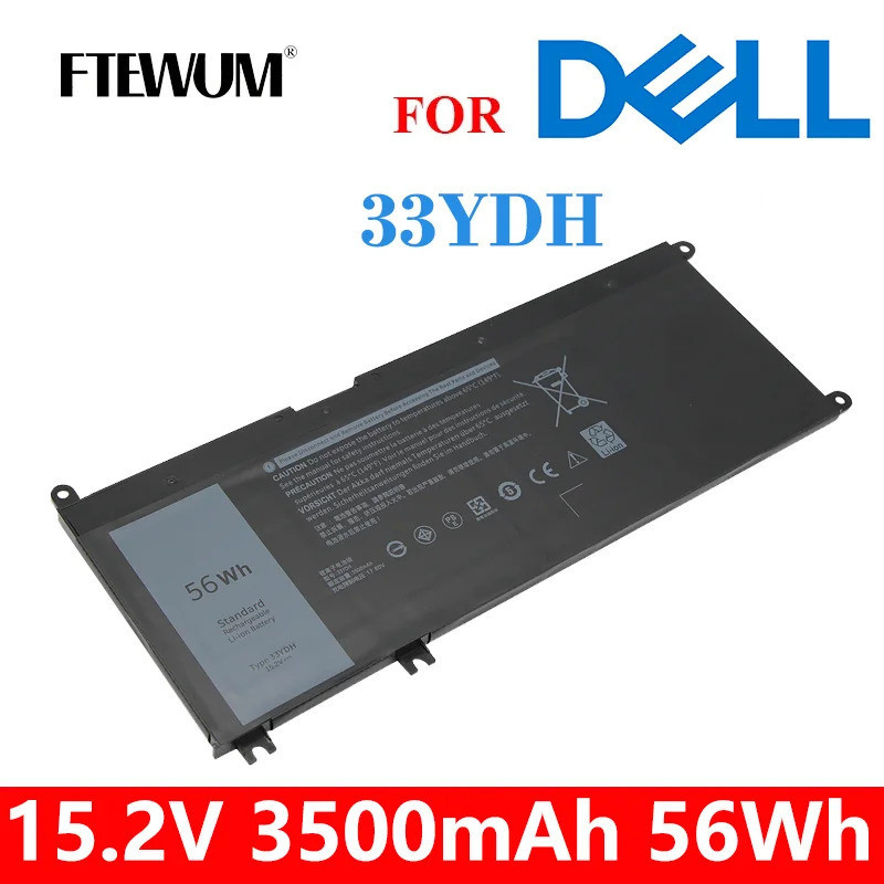 33YDH 15.2V 4 Cells แบตเตอรี่แล็ปท็อปสำหรับ DELL Inspiron 17 7778 7779 7773 15 7577 G3 15 3579 5587 