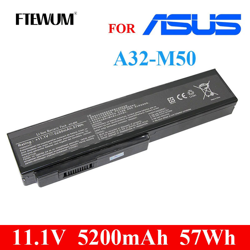57Wh 5200มิลลิแอมป์ชั่วโมง11.1โวลต์แล็ปท็อปแบตเตอรี่ A32-M50สำหรับอัสซุส N61 N61J N61D N43JQ N61JV N