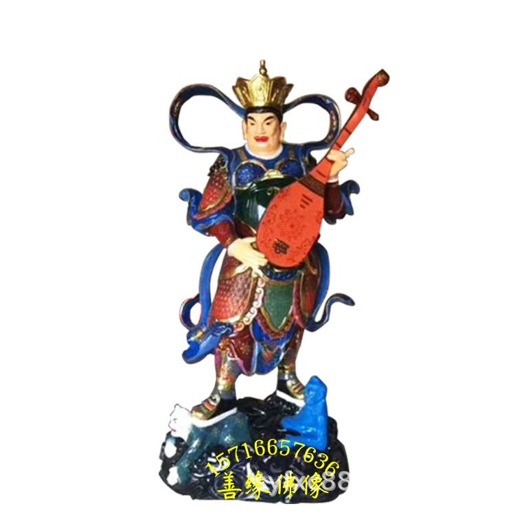 สี่กษัตริย์ แปดคิงคอง มังกรเขียวเสือขาวเรซิ่น FRP แกะสลักรูปปั้นพระพุทธรูปทาสีทอง OIEL