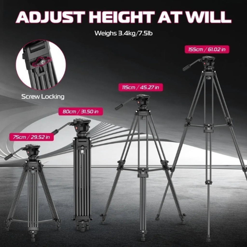 Ulanzi MT81 Heavy-Duty Video Tripod with Fluid Head ขาตั้งกล้อง DSLR ถ่ายภาพ ถ่ายวิดีโอ แบบมืออาชีพ